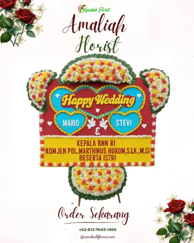 Karangan Papan Bunga Pernikahan di Lompoe